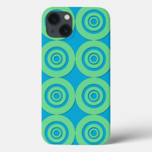 Fun Modern Circles MInt Green Aqua Pattern iPhone 13 Case