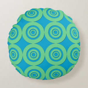 Fun Modern Circles MInt Green Aqua Pattern Round Cushion