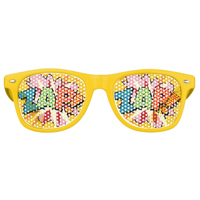 Fun Modern Colourful Comic Book ZAP Retro Sunglasses (Front)