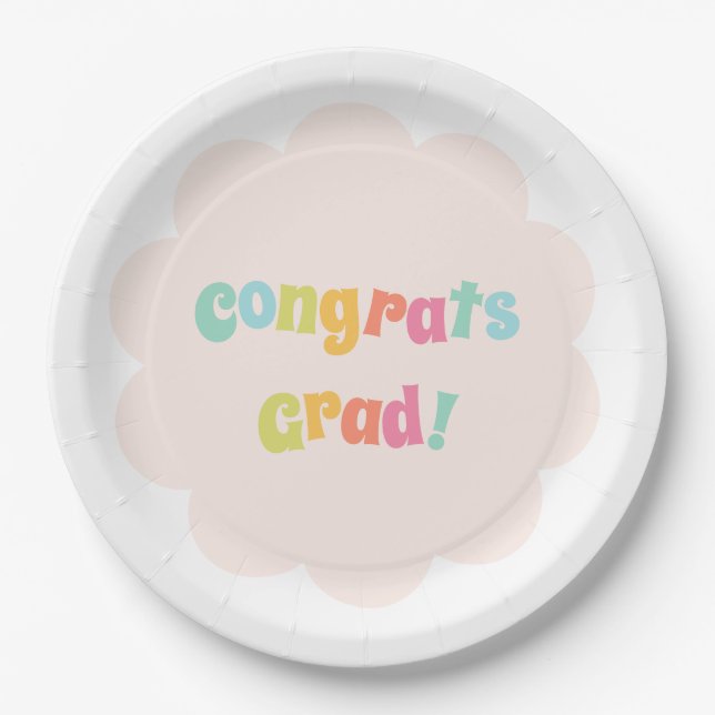 Fun Modern Colourful Congrats Grad Paper Plate (Front)