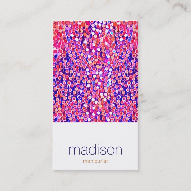 Fun Modern Colourful Pink Confetti Salon Business Card (Front)