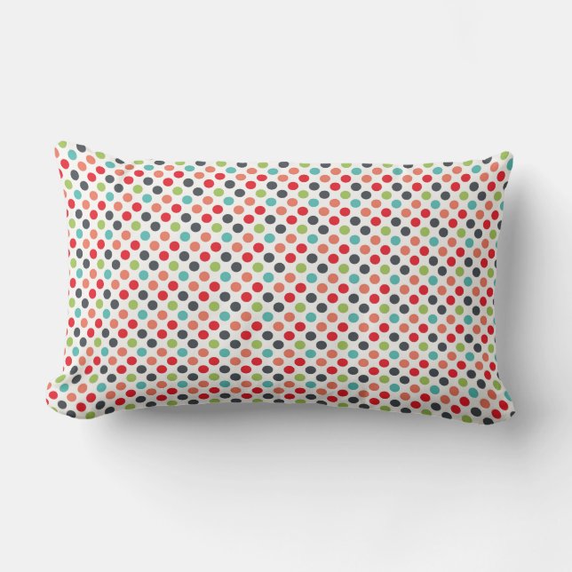 Fun Modern Colourful Polka Dots Pattern Gifts Lumbar Cushion (Front)