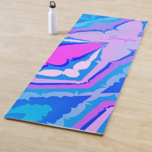 Fun Modern Colourful Purple Blue Tie-Dye Abstract Yoga Mat