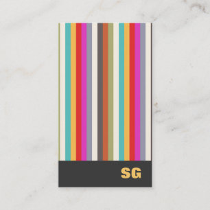 Fun Modern Colourful  Striped Monogram Business Card