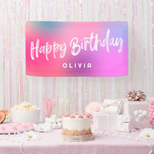 Fun Modern Colourful Teen Tween Pink Girl Birthday Banner