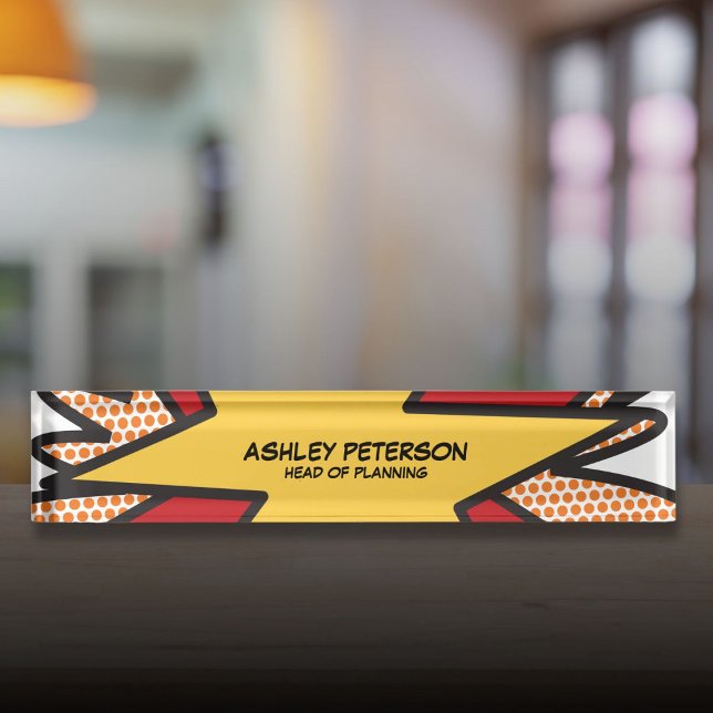 Fun Modern Cool Comic Book Personalised Nameplate (Fun Modern Cool Comic Book Personalized Desk Name Plate)