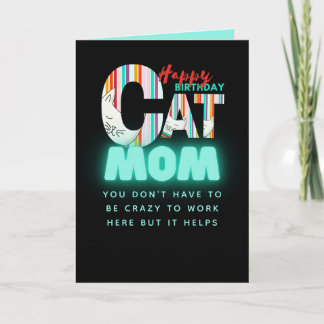 Fun Modern Crazy Cat Mum Personalised Birthday Card
