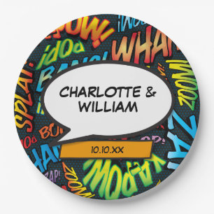 Fun Modern Designer Typographic Comic Book Paper Plate