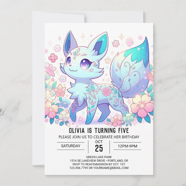 Fun Modern Fox Digital Birthday Invitation (Front)