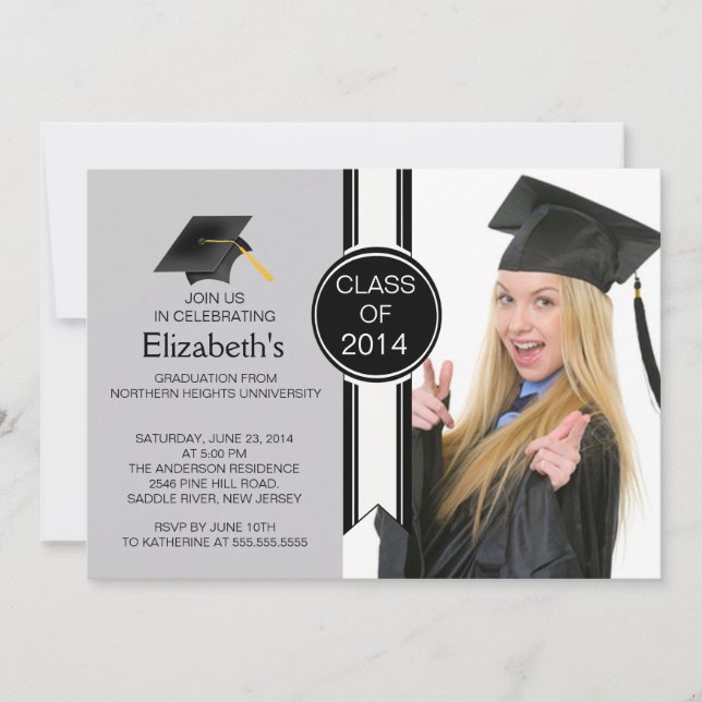 Fun Modern Graduate Photo Graduation Party Invitation (Front)