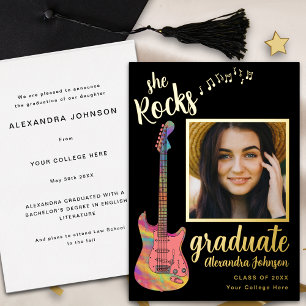 Fun Modern Graduate Photo Script Black and Gold