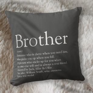Fun Modern Grey Cool Best Brother Ever Definition Cushion