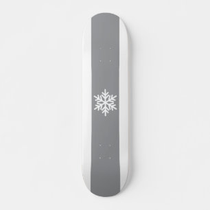 Fun Modern Grey White Alpine Stripes Snowflake Skateboard