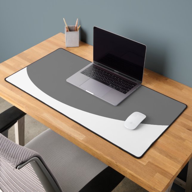 Fun Modern Grey White Sweeping Flowing Curves Desk Mat (Office 2)