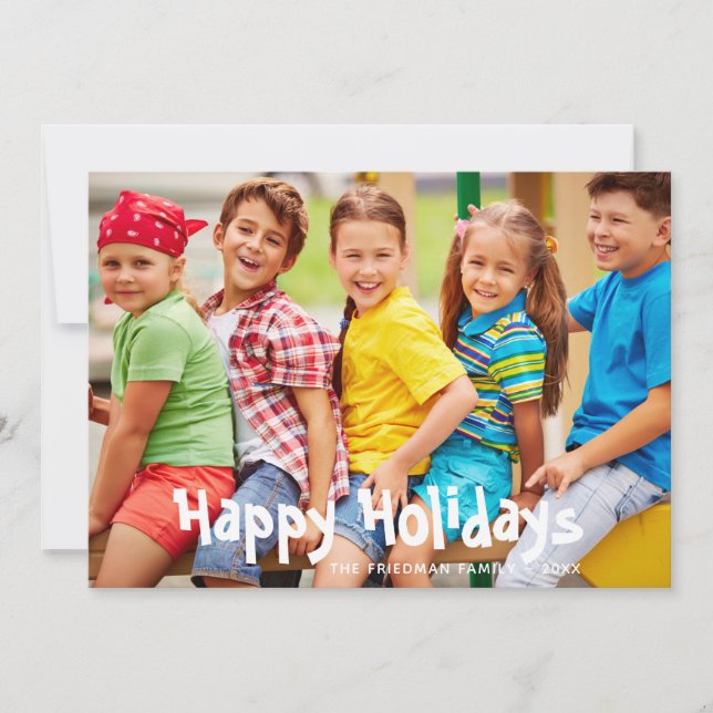Fun Modern Happy Holidays Personalised Photo (Front)