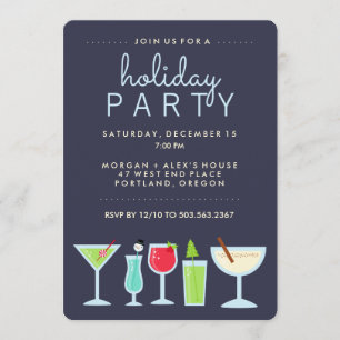Fun Modern Holiday Party Invitation with Drinks