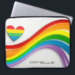 Fun Modern LGBT Pride Rainbow Personalised Name Laptop Sleeve<br><div class="desc">This modern design features a colourful rainbow heart and wave of rainbow papers strips. Your personalised name is below. Personalise by editing the text in the text box provided. #lgbt #pride #lesbian #gay #personalised #personalizegifts #lgbtgifts #heart #love #loveislove #equality #transgender #electronics #gift #gifts #laptopsleeves #officesupplies #schoolsupplies #laptopcases #computer</div>