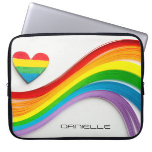Fun Modern LGBT Pride Rainbow Personalised Name Laptop Sleeve