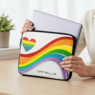 Fun Modern LGBT Pride Rainbow Personalised Name Laptop Sleeve