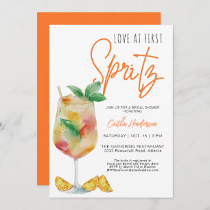 Fun Modern Love At First Spritz Bridal Shower Invitation