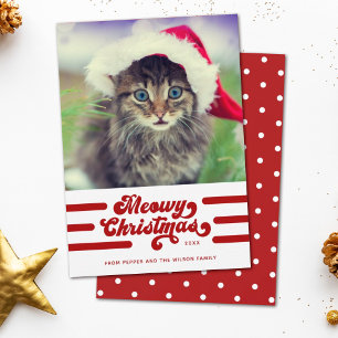 Fun Modern Meowy Christmas Typography Photo Holiday Card