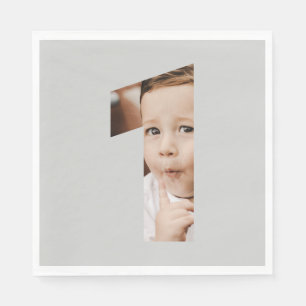 Fun Modern Minimal Photo First Year 1st Birthday  Napkin