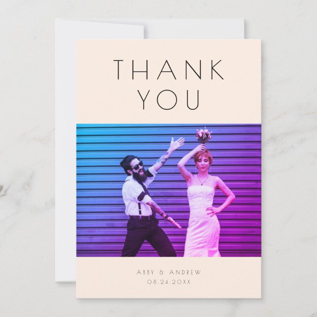 Fun Modern Minimalist Wedding Thank You Card (Front)