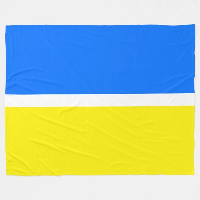 Fun Modern Nautical Blue Bright Yellow Colour Bloc Fleece Blanket (Front (Horizontal))
