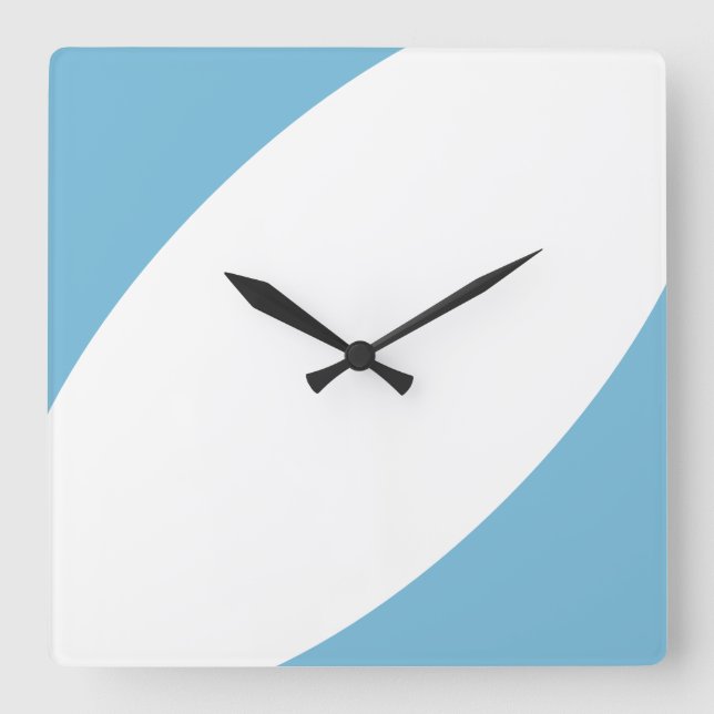Fun Modern Ocean Blue White Geometric Curves Square Wall Clock (Front)