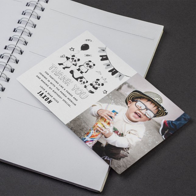 Fun Modern Panda Kids Birthday Thank You Card (Creator Uploaded)