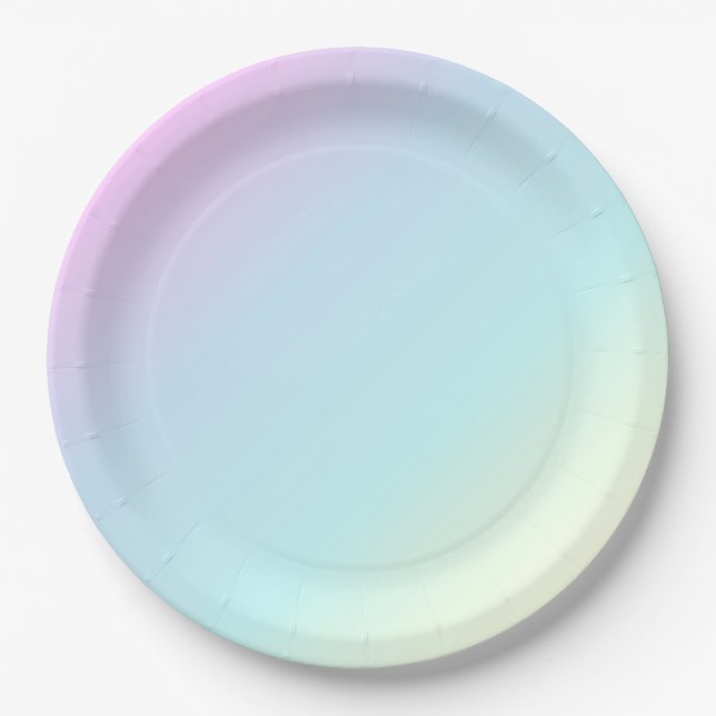 Fun & Modern Pastel Pink,Blue,Green,Yellow Party Paper Plate (Front)