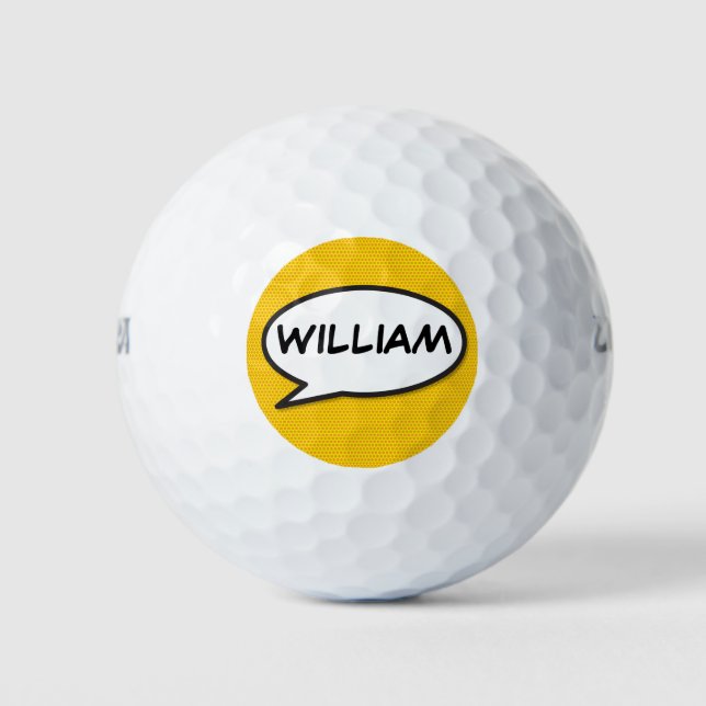 Fun Modern Personalised Comic Book Pop Art  Golf Balls (Front)