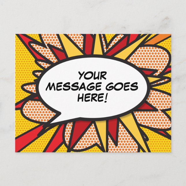 Fun Modern Personalised Speech Bubble Announcement Postcard (Front)