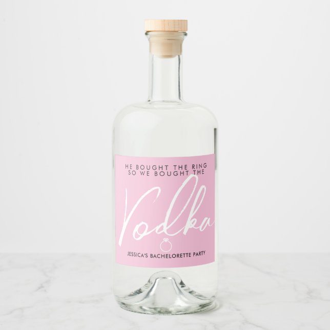 Fun & Modern Pink Bachelorette Party Liquor Bottle Label (Front)
