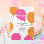 Fun Modern Pink Orange Balloons 21st Birthday Invitation<br><div class="desc">Announce your milestone in style with our 21st Birthday Party Invitation – a seamless blend of sophistication and customisation! Immerse yourself in the sleek fun but simple design featuring vibrant pink and orange balloons on a pristine white background. What sets us apart? The power to personalise your age effortlessly –...</div>