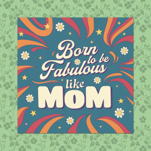 Fun Modern Retro Psychedelic Mum Quote Typography Poster