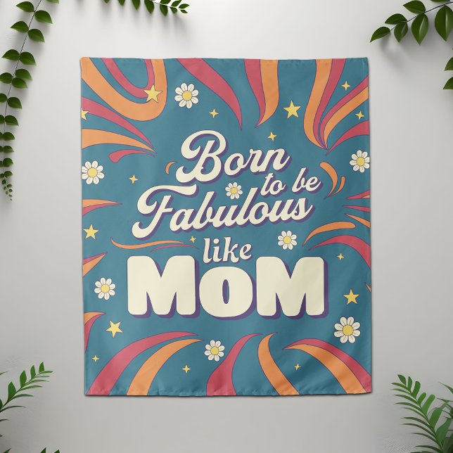 Fun Modern Retro Psychedelic Mum Quote Typography Tapestry (Creator Uploaded)