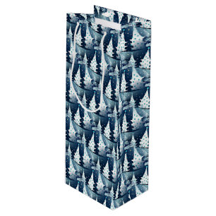 Fun Modern Scandinavian Abstract Pine Tree Pattern Wine Gift Bag