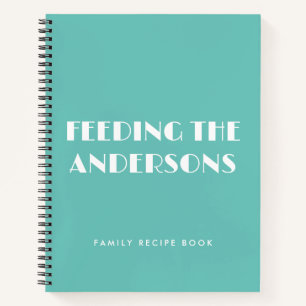 Fun Modern Turquoise Family Recipe Book