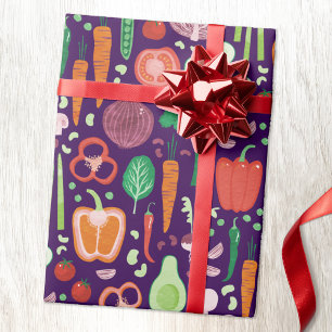 Fun Modern Vegetable Pattern Wrapping Paper