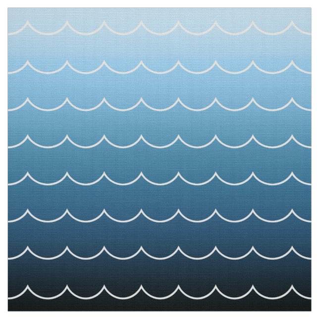 Fun Modern Wave Pattern Blue Gradient Fabric (Swatch)