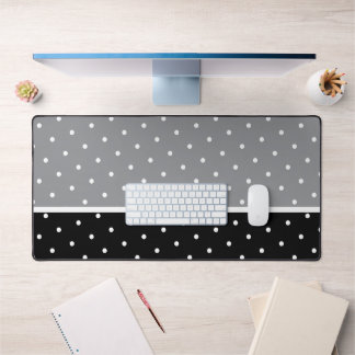 Fun Modern White Dotted Black Grey Colour Block Desk Mat