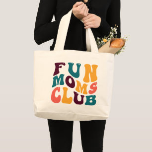 Fun Moms Club Souvenir Retro Style Groovy Large Tote Bag