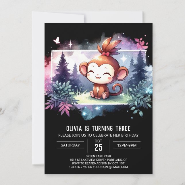  Fun Monkey Birthday Invitation (Front)