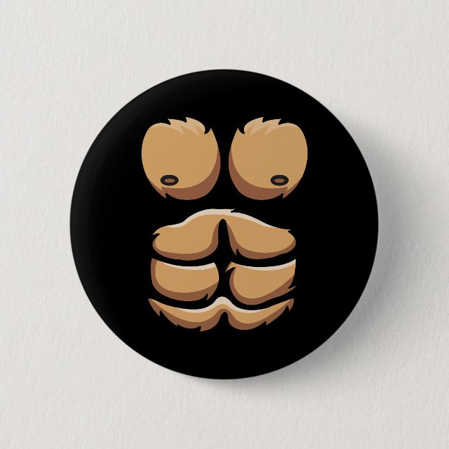 Fun Monkey Gorilla Chest Costume Halloween  6 Cm Round Badge (Front)