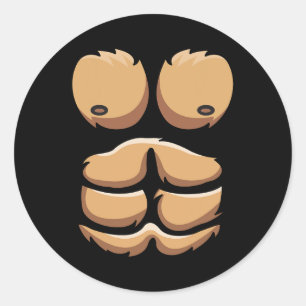 Fun Monkey Gorilla Chest Costume Halloween  Classic Round Sticker
