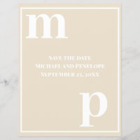 Fun Monogram Champagne Beige Budget Save the Date