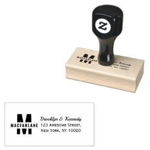 Fun Monogram Couple Name Typography Return Address Rubber Stamp