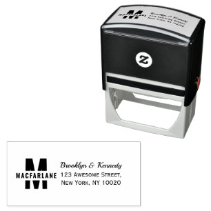 Fun Monogram Couple Name Typography Return Address Self-inking Stamp
