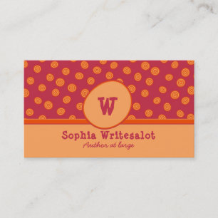 Fun Monogram Cranberry & Orange Pattern Business Card